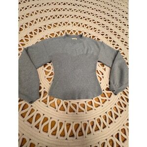 Open Edit Grey Ribbed Knit Corset Mock Neck Sweater Sz S